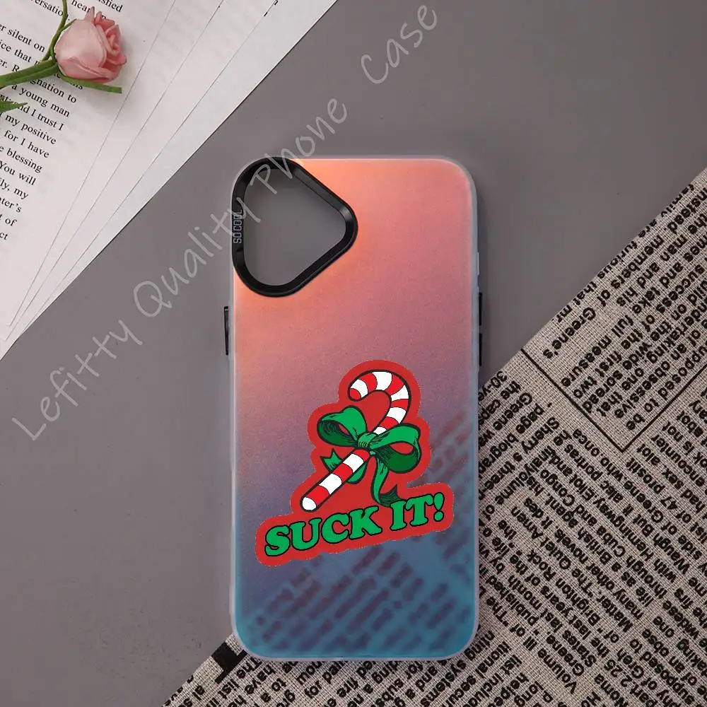Engraçado presentes de natal caso de telefone para iphone 16 15 14 13 12 11 pro max fosco aurora multicolorido laser metálico gradiente funda