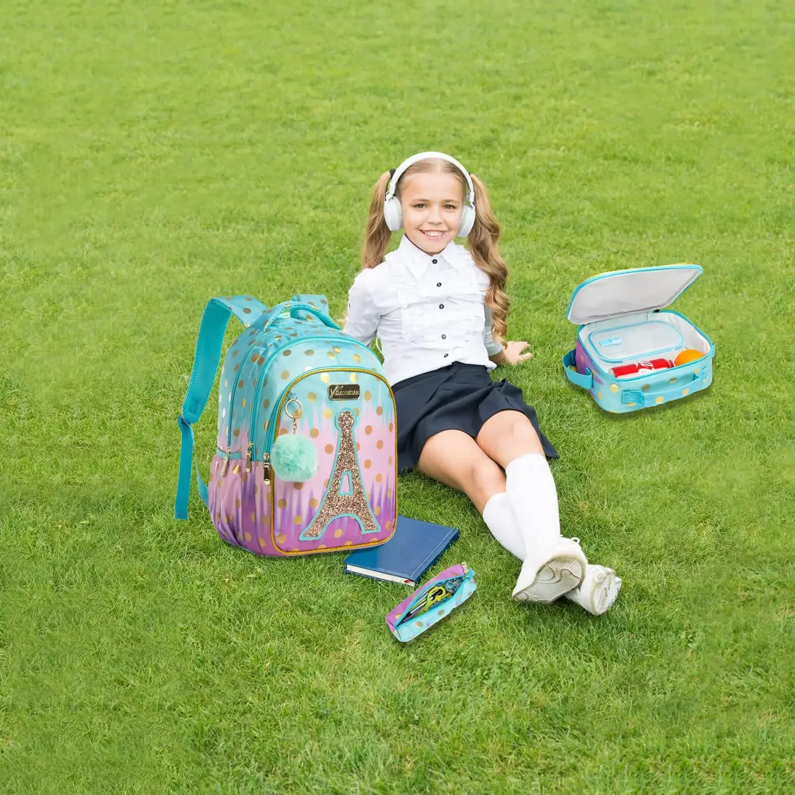 Borse da scuola per bambini zaino per bambini Set in zainetto primario per ragazze adolescenti borse da scuola con paillettes a torre borse per libri impermeabili