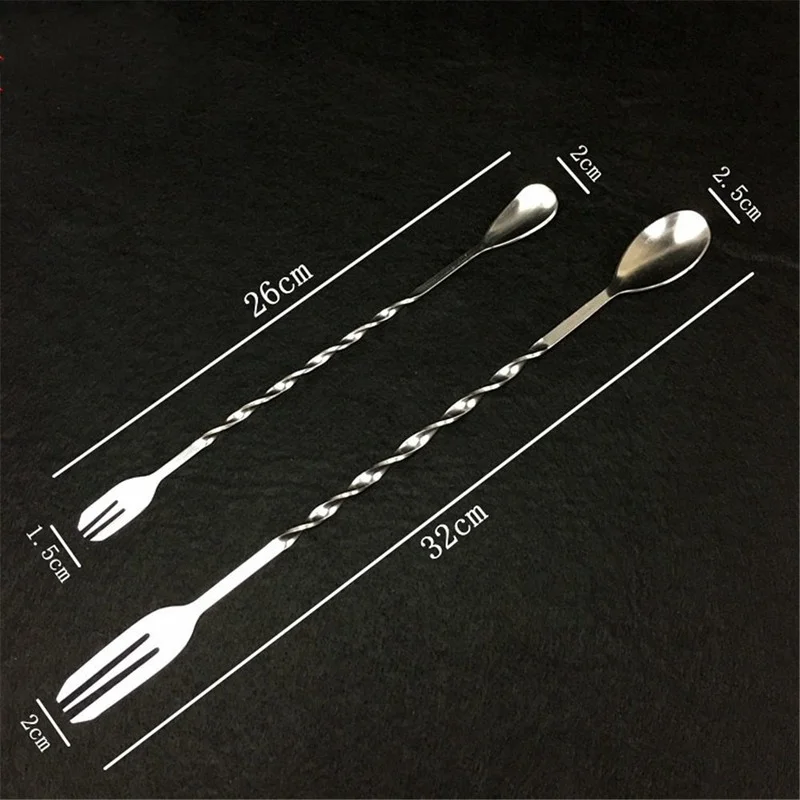 HOT Sale Stainless Steel Threaded Bar Spoon Swizzle Stick Coffee Cocktail Mojito Wine Spoons Barware Bartender Tools Accessories