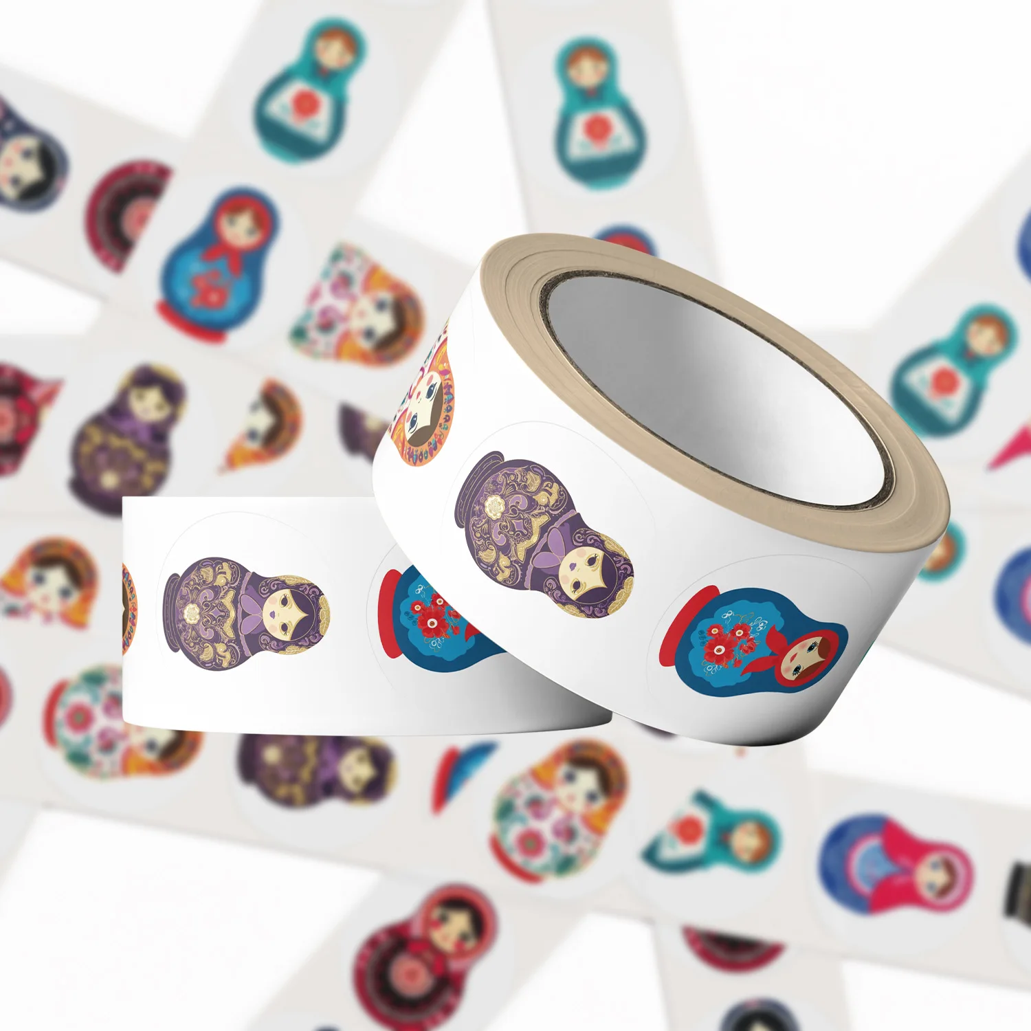 500pcs Cartoon Russian Matryoshka Doll Diy Stickers Anime Seal Label Decorative Cartoon Kids Party Candy Stickers Rolls Gifts