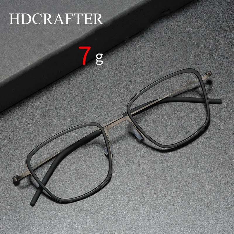 HDCRAFTER Titanium Glasses Frame Men Square Myopia Optical Prescription TR90 Eyeglasses Women Ultralight Eyewear lentes ópticos