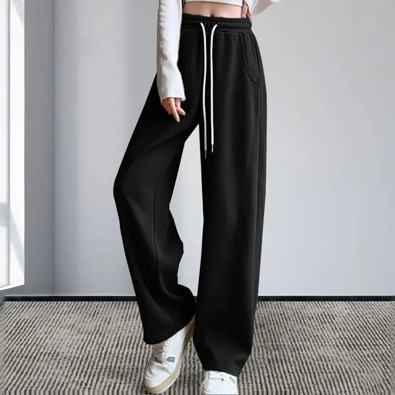 Modieuze broek met wijde pijpen Bananenbroek 2025, herfstnieuwe sportbroek met hoge taille, laat je er groter uitzien Wijde pijpen