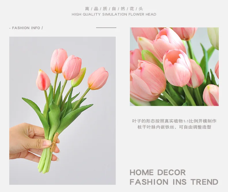 5 Stück/Blumenstrauß Mini neue Silikon-Tulpe 25 cm künstliche Blume Real Touch gefälschter Pflanzenstrauß für Hochzeitsdekoration Home Garen – Detail 6