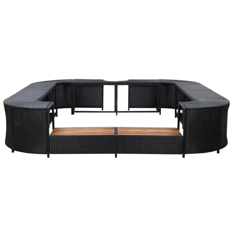 

Square Spa Surround Black 105.5"x105.5"x21.7" Poly Rattan
