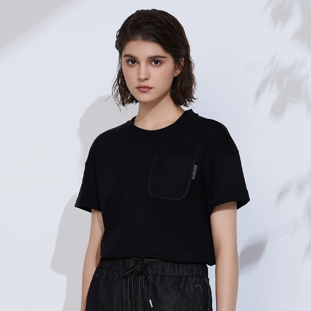 Pop K2229W Summer Short Sleeved Clothes Premium Luxury Women's Clothing Combed Cotton Tshirts Linen Tee Shirt