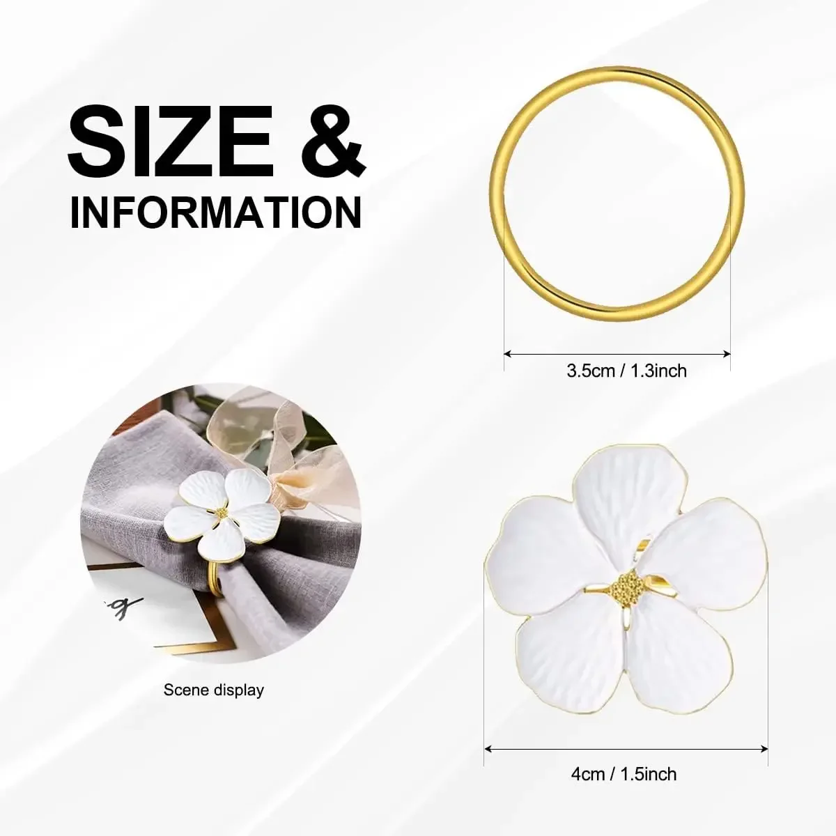 96PCS Bloom Napkin Ring Flower Types Decoration Napkin Holder Plum Blossom Napkin Buckle for Hotel Parties Feast Dining Table