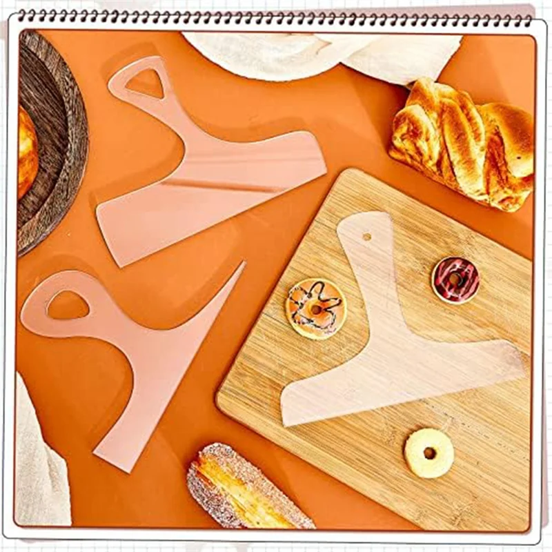 AT51-3Pcs قوالب أكريليك لأعمال النجارة - مقبض لوح الفحم/لوح التقطيع استنسل تتبع متعرج بزاوية للمطبخ