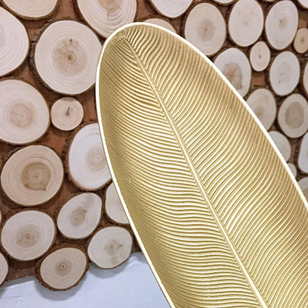 

Medium Density Fiberboard Leaf Candy Tray Decorative Storage Dish for Snacks Dessert Gold Size L Leaf Dish Snack Tray