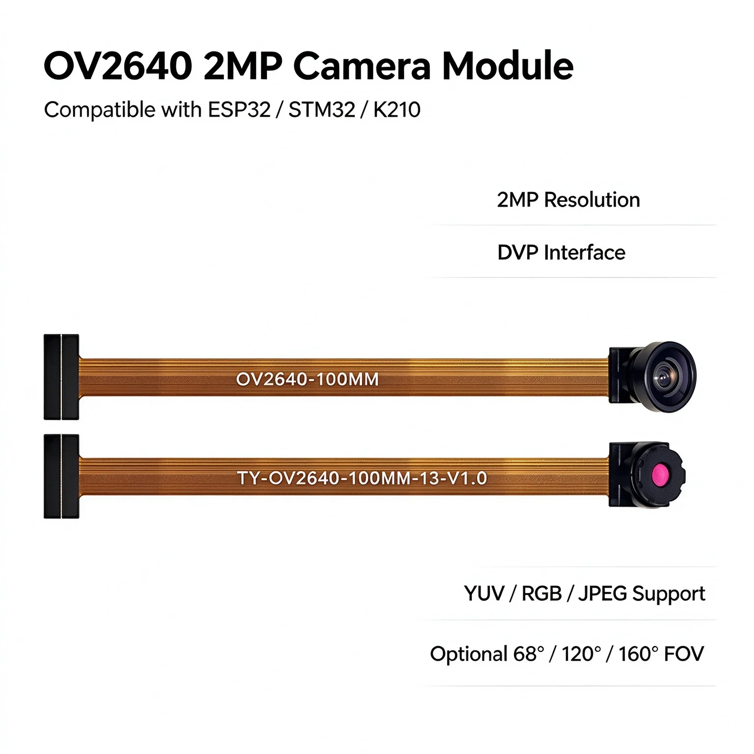 OV2640 Camera Module ESP32 200W 68 120 160 Degree Wide Angle Chip Module for DIY Projects Compatible with ESP32 K210
