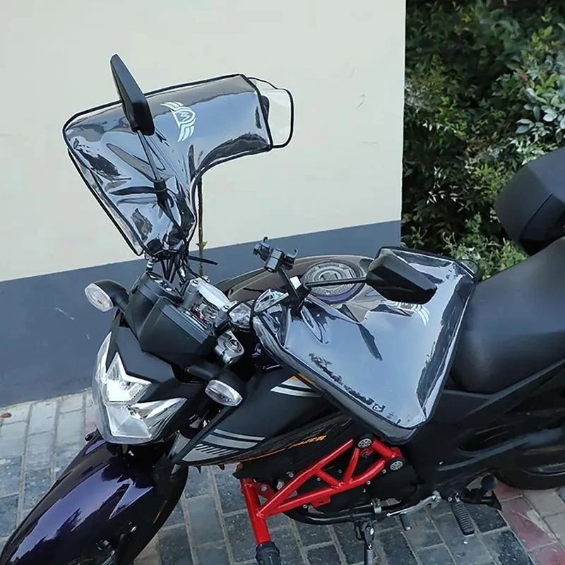 Motocicleta scooter bicicleta à prova de vento à prova de chuva inverno manter quente proteger guiador lidar com grande guarda capa luvas