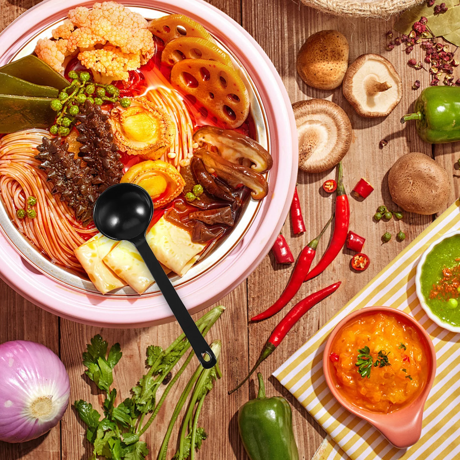 

5Pcs Hot Pot Spice Spoons Japanese Style Turtle Shell Texture Soup Spoons for Ramen Rice Noodles Restaurant Tableware