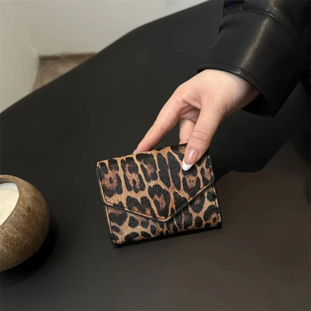 Fashion Elegant Leopard Short Wallet Korean Style PU Leather Envelope Clutch Bag Handbag Card Holder Coin Purse Gift