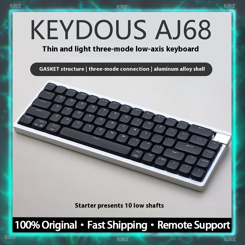 

Механическая клавиатура Keydous AJ68, низкопрофильный переключатель, индивидуальная горячая замена, 68 клавиш, 65% раскладка, веб-драйвер BT 2,4G, беспроводная связь