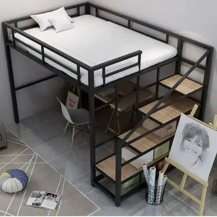 Dormitory Queen Size Good Quality Loft Bed Hostel Adult Metal Bunk Beds With Stairs