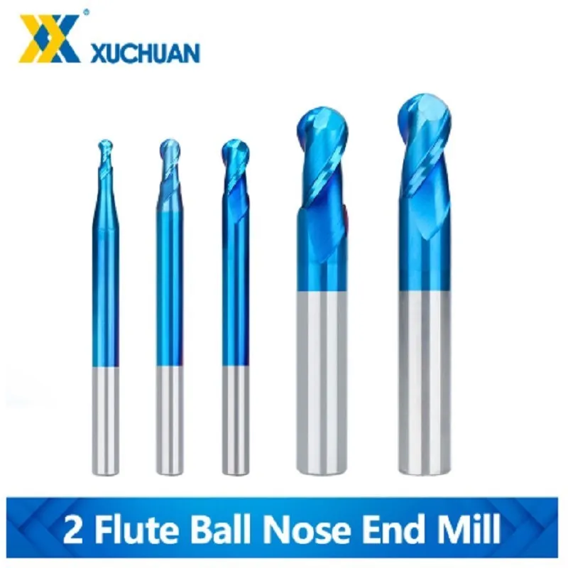 R0.5 -6.0mm Ball Nose End Mill HRC45 55 65 2 Flute Milling Cutter Tungsten Carbide Cutter CNC Router Bit Milling Tool