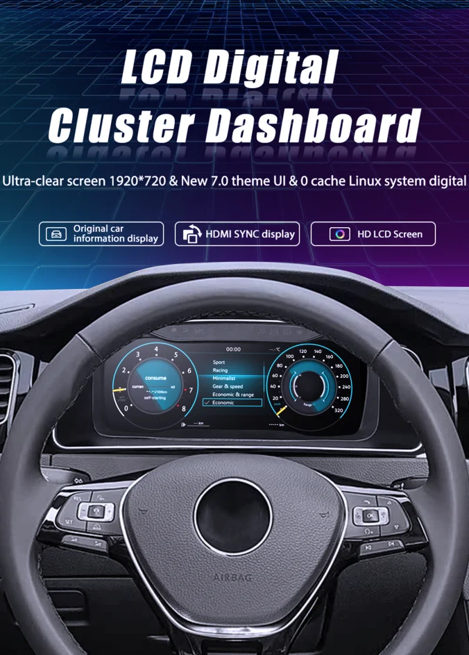 10.25 ''LCD Digit aal Dashboard Cluster für Volkswagen Passat Jahre Unterstützung HDMI Carplay Radio Instrument Panel – Detail 2