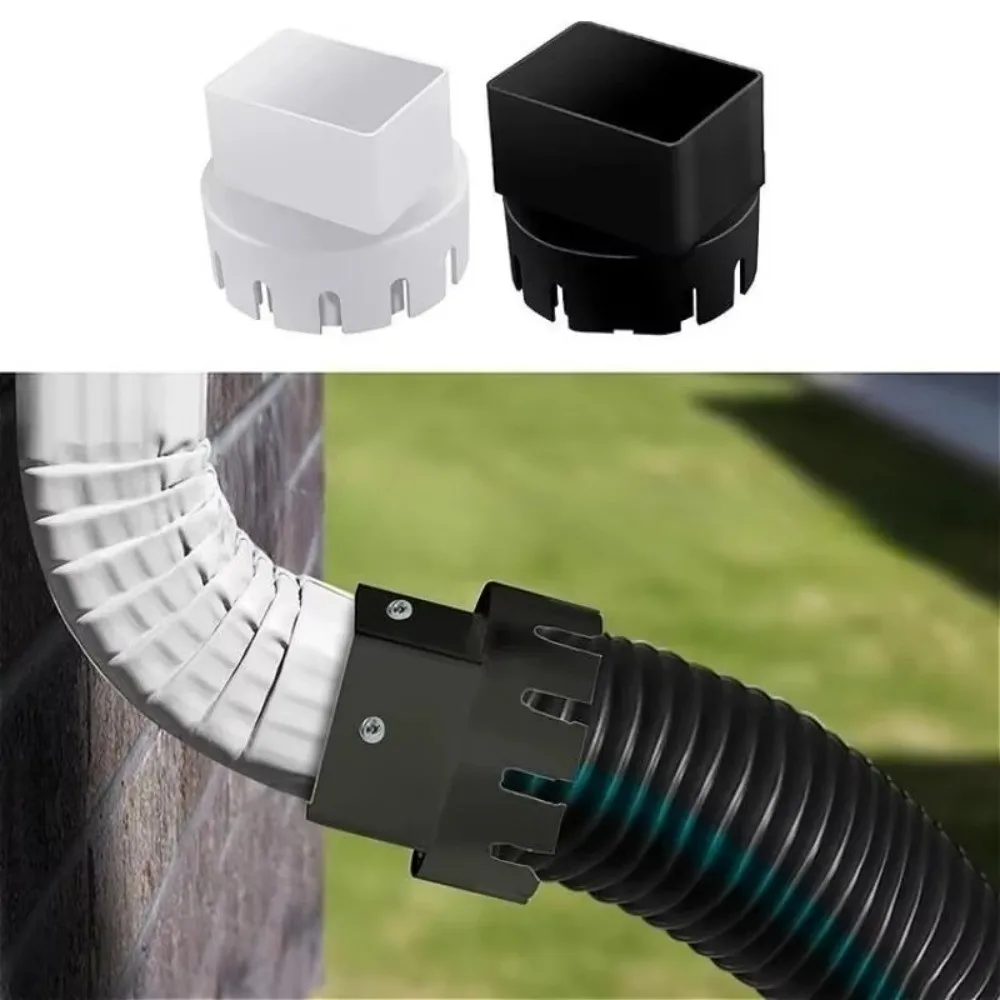 Plastic Downspout Outdoor Connector Easy Installment Round To Square Rain Gutter Adapter Join Drain Pipe