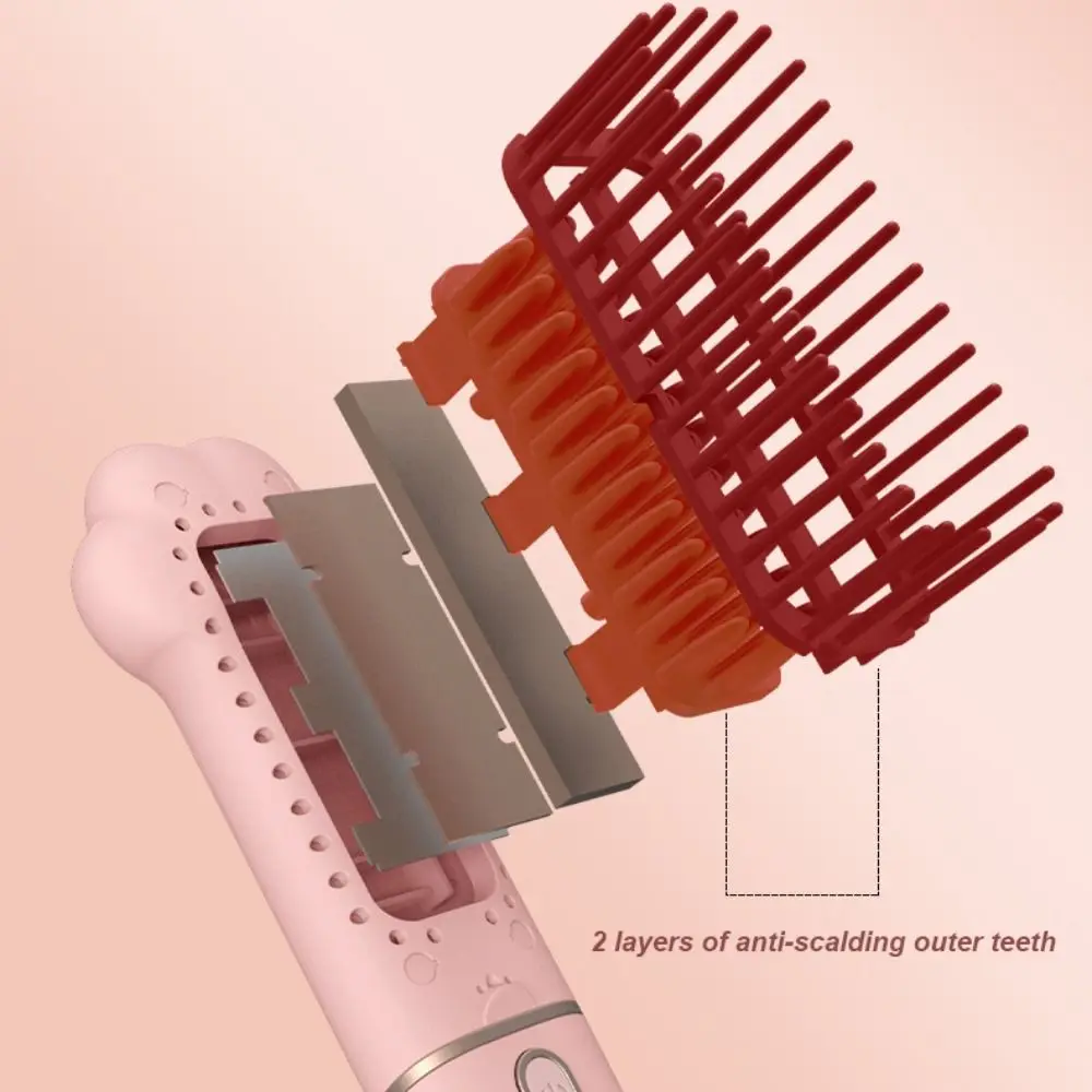 Portable Straight Hair Comb Cute Kawaii Multifunctional Styling Tool Negative Ion Anti-Scalding Electric Hot Comb