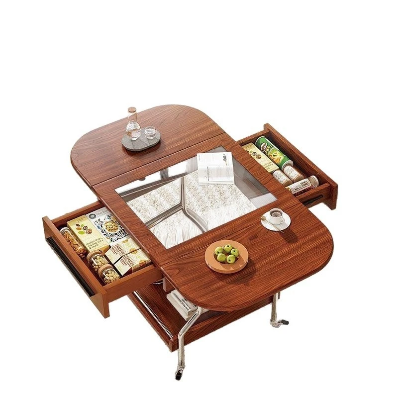 Movable coffee table living room household small apartment folding trolley