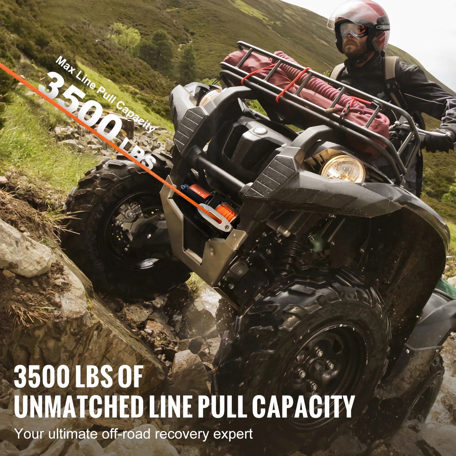 SucceBuy 3500lbs ونش كهربائي ATV/UTV ونش سيارة سلكي مع 39 قدم حبل اصطناعي من الألومنيوم IP55 مقاوم للماء لشاحنة القوارب