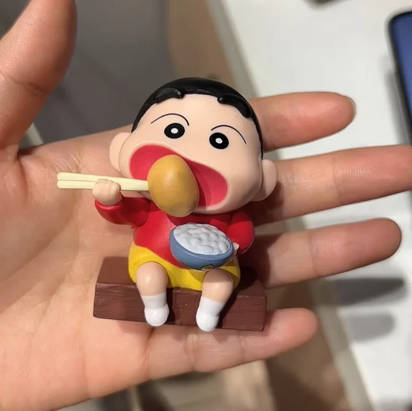 Crayon Shin-chan 2026 New Style Creative Cartoon Figurine Eating Potato And White Dog Car Dashboard Ornament Interior Decoration