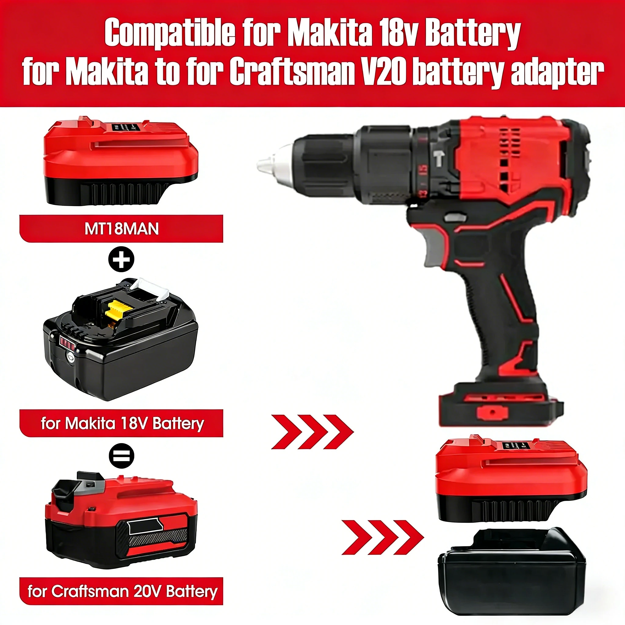 

Адаптер MT18MAN для инструментов Craftsman V20, для преобразования литий-ионных аккумуляторов Makita 18V в аккумуляторы Craftsman 20V для беспроводных электроинструментов.