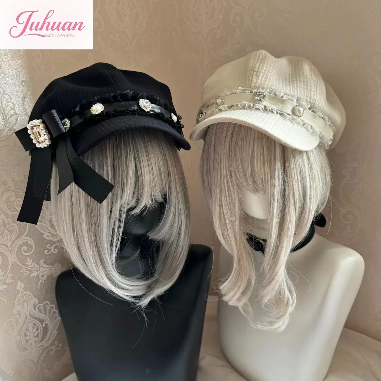 Japanese Mining Series Octagonal Hat Cute Mass Production Sweet Cool Wind Beret Women's Lace Rhinestone Love Ladies Hat