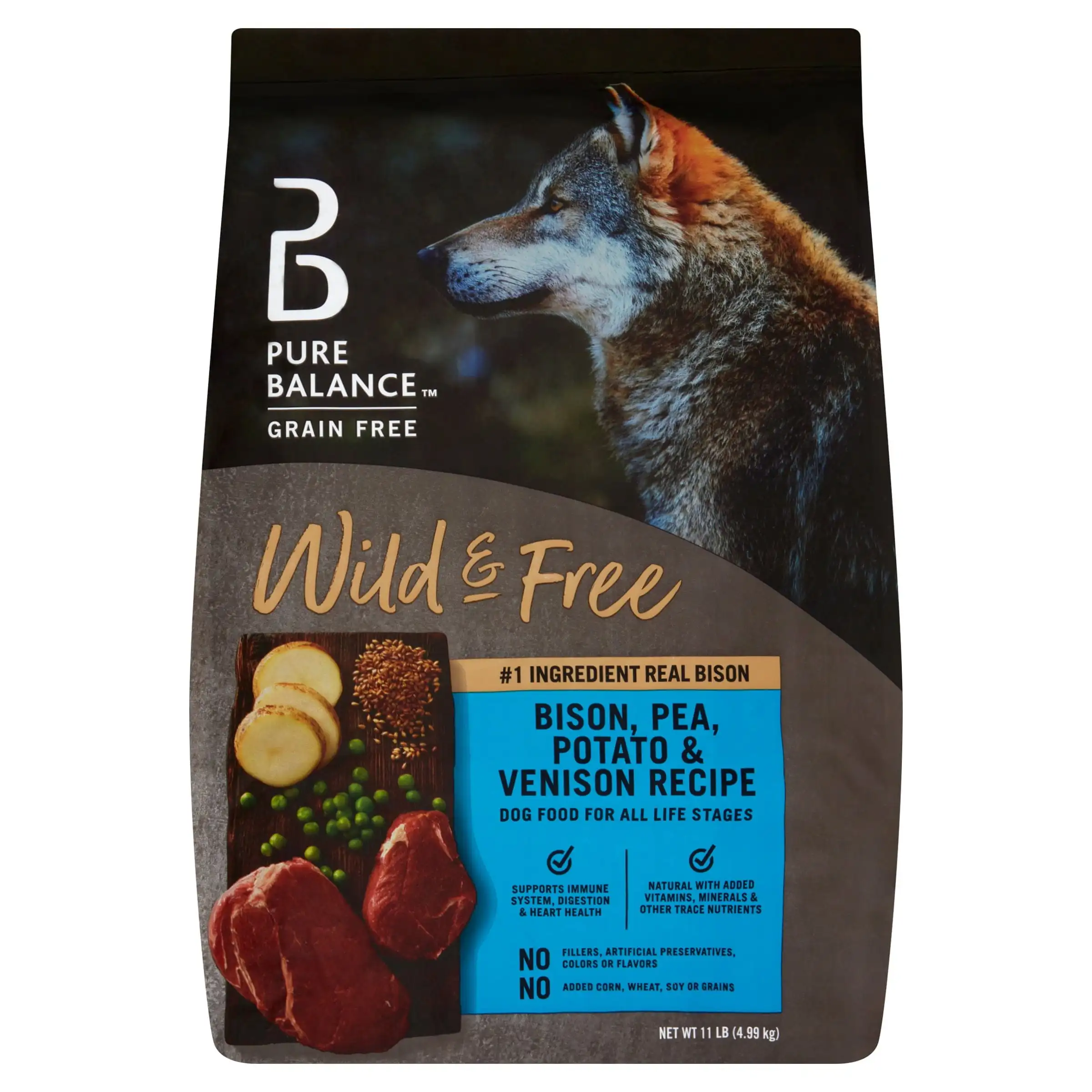 

Wild & Free Bison, Pea, Potato & Venison Recipe Dry Dog Food, Grain Free, 11 lbs