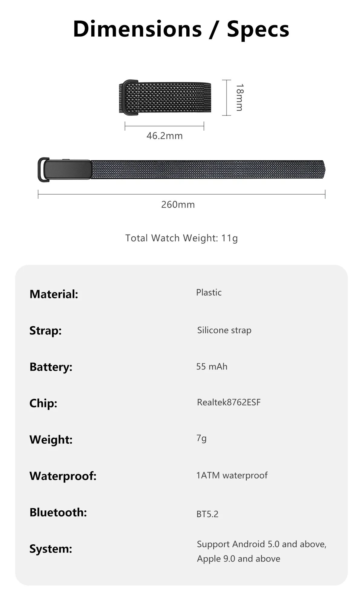 VWAR AIR Bildschirmloses Smart-Band Fitness-Tracker KI-Gesundheitsanalyse Blutsauerstoff 10m Wasserdicht 176 Sportarten Ultra-Leichtes Smart-Band – Detail 14
