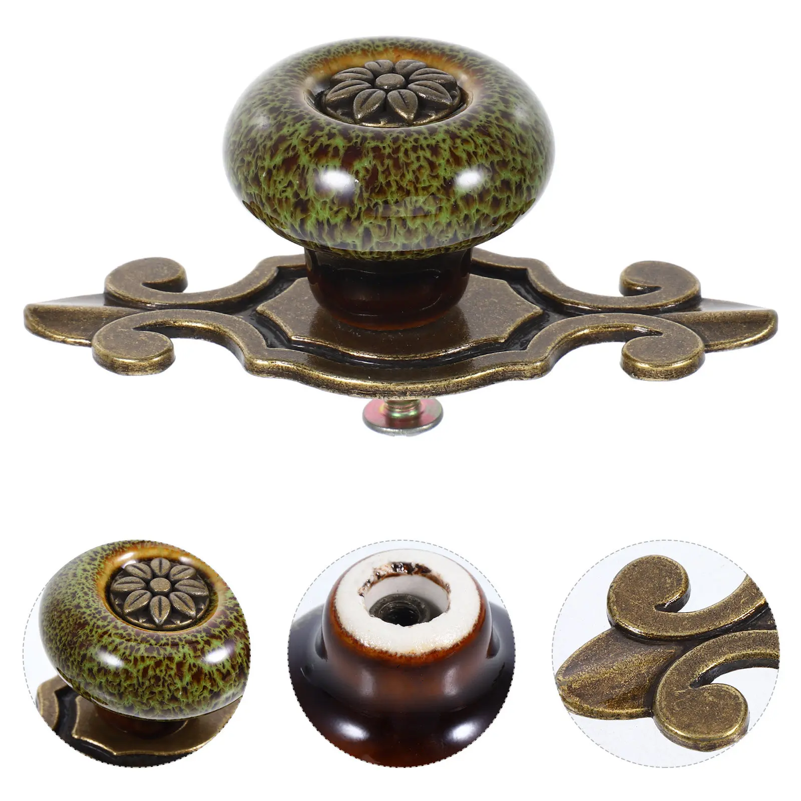 10Pcs Ethnic Vintage Glass Cabinet Knobs Single Hole Easy Clean Kitchen Wardrobe Dresser Furniture Hardware Cabinet Handles