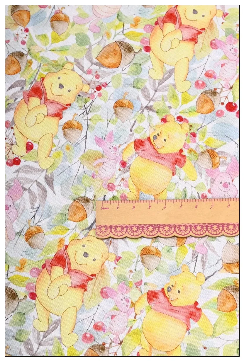 Disney-Tissu 100% coton Winnie Bear, temps de récolte, couture, patchwork, vêtements, bricolage, courtepointe, matériel de loisirs grossiers