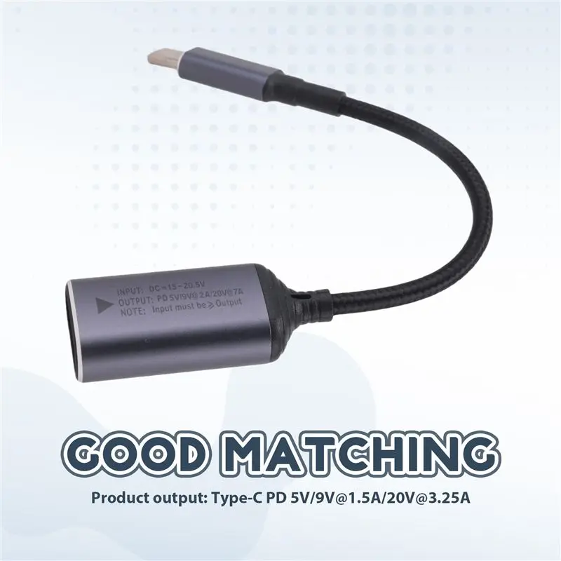 Efficient 140W DC Square Plug Laptop To 5V 9V 20V USB C PD Power Adapter Converter Fast Charging Cable Cord For Lenovo