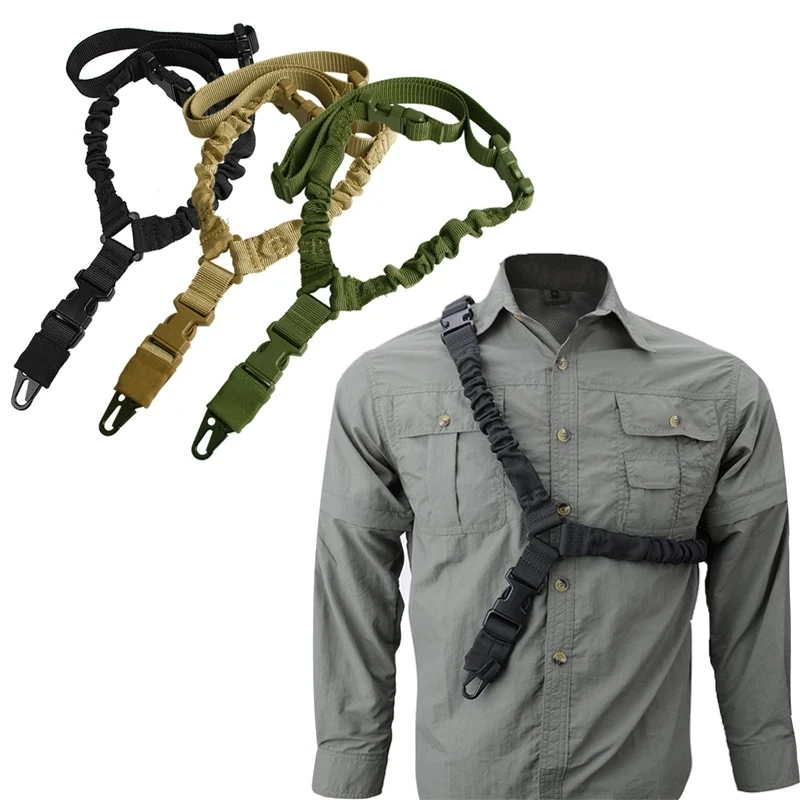 Heavy Tactical One 1 American Single Point Sling Adjustable Bungee Rifle Shoulder strap length for Air-soft Wholesale