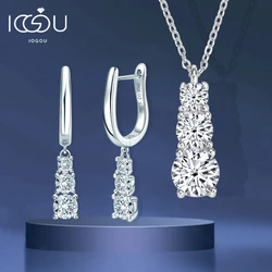 3.6CTW D VVS1 Moissanite Diamond Hoop Earrings Necklace Set for Woman Jewely Sets Real 925 Sliver 18k White Gold Plated Jewelry