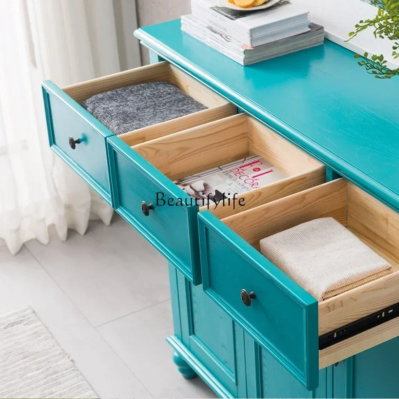 LS 04 خزانة أحذية خشبية صلبة ريفية أمريكية، خزانة تقسيم بهو بسيطة ذات سعة كبيرة