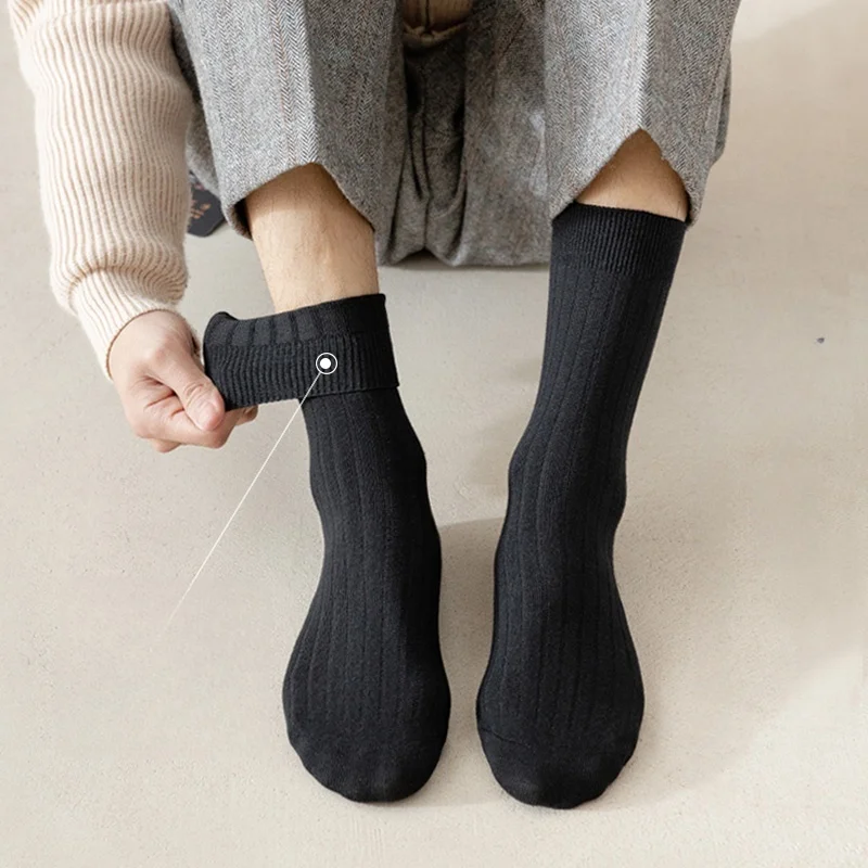 

5 pair Men's Socks All-Season Cotton Socks Mid-Calf Length Breathable and Odor-Resistant Sweat-Absorbent