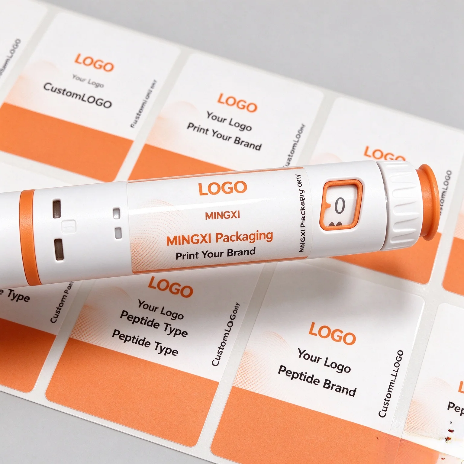 Custom Logo Premium Waterproof Vinyl Pen Labels Stickers Matching Peptide Packaging Boxes Free Design For Injectable Pen Boxes