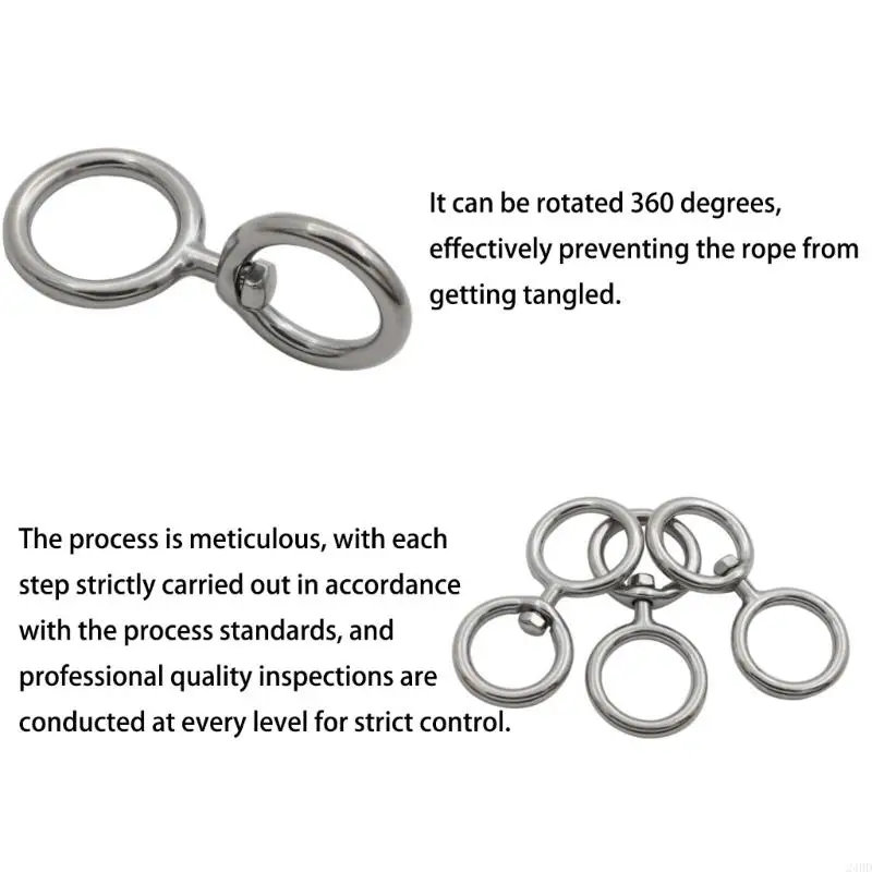 حلقات معدنية متينة مقاومة للصدأ تدور 360 درجة لإدارة الحبال في معدات التخييم والمشي لمسافات طويلة 24BD