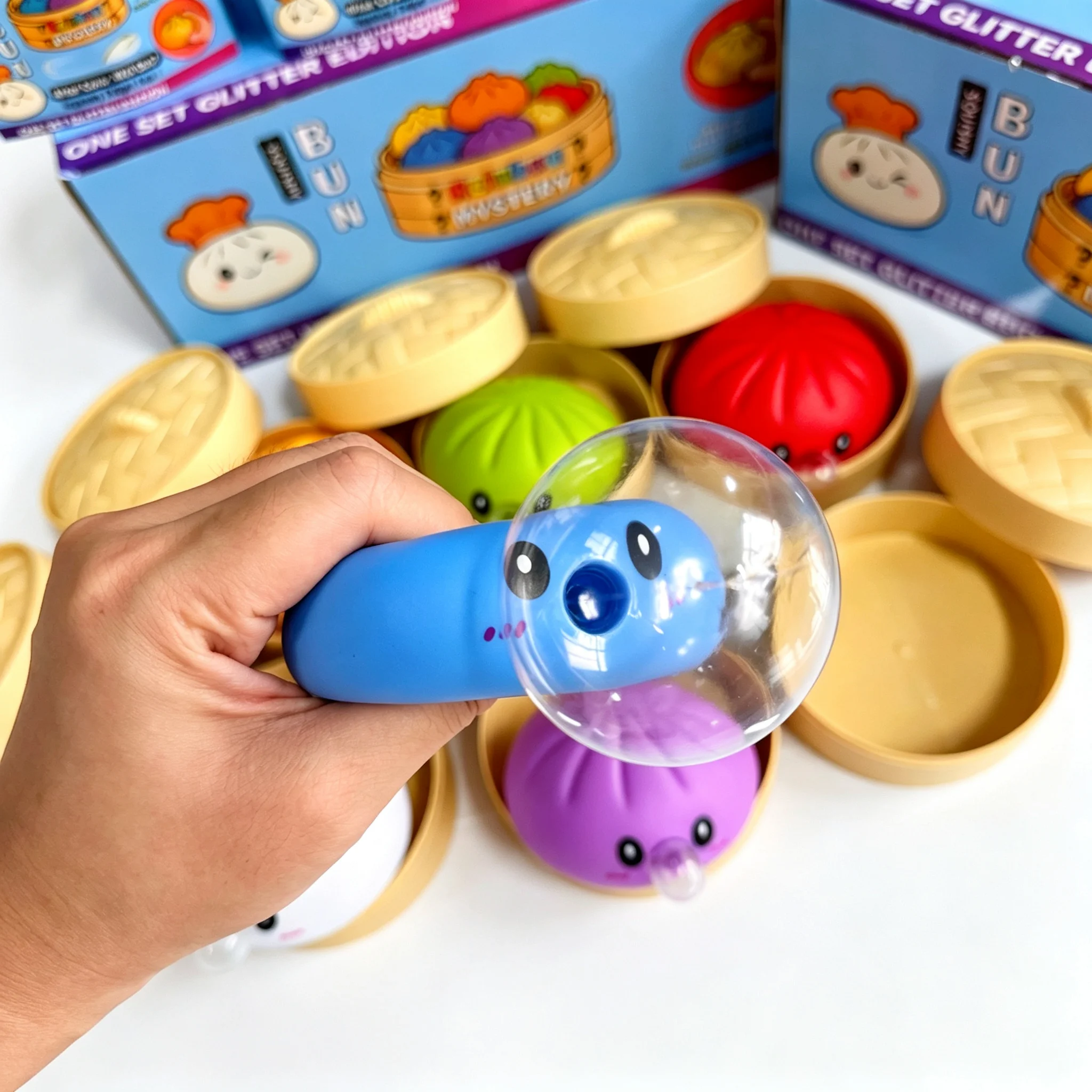 Colorful Smiley Face Dumpling Squishy Bubble-Blowing Blind Box Non-Sticky Slow Rebound Funny Stress Relief Toy view 2