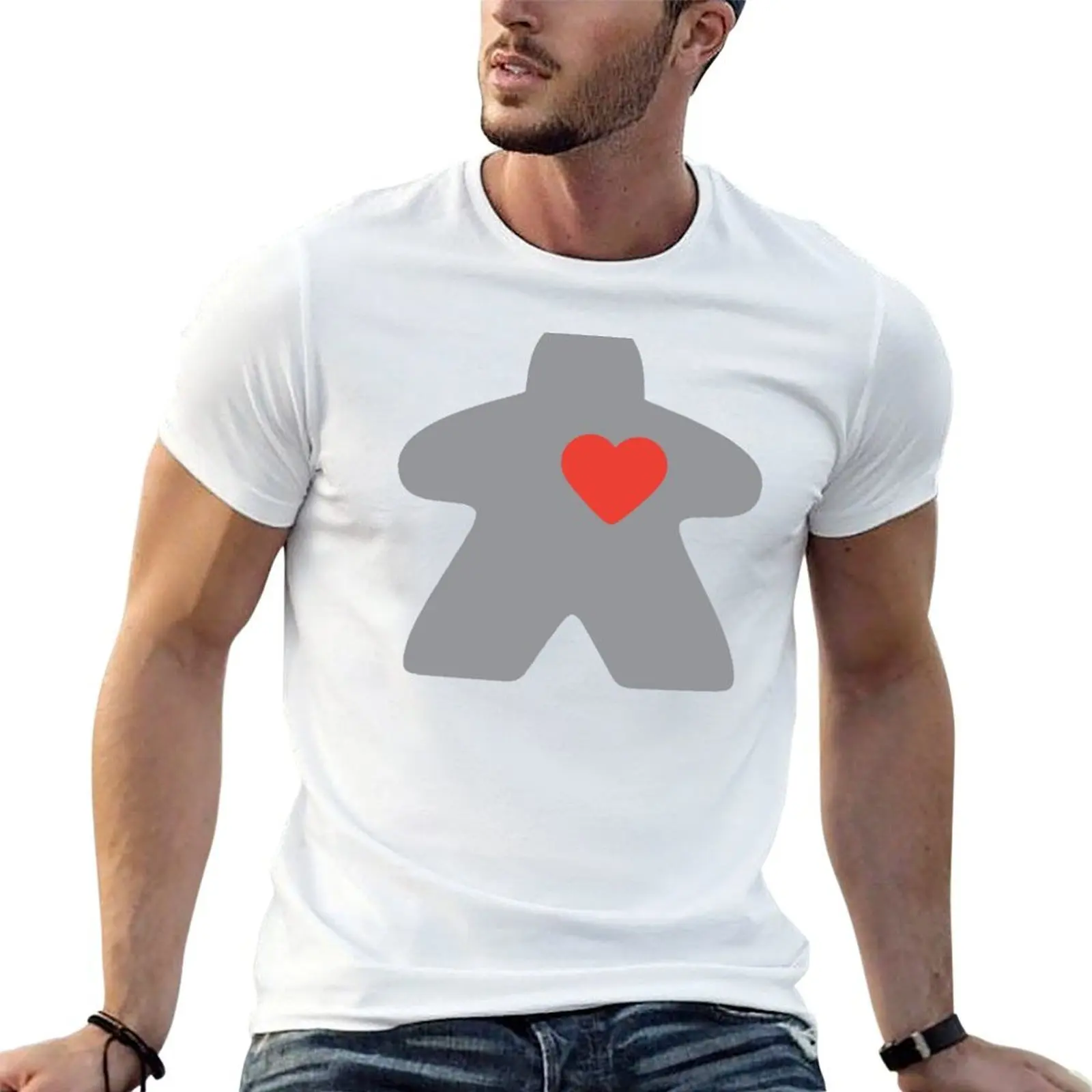 

Meeple love - Grey T-Shirt graphic t shirts for man t shirts cotton 100% T-Shirt