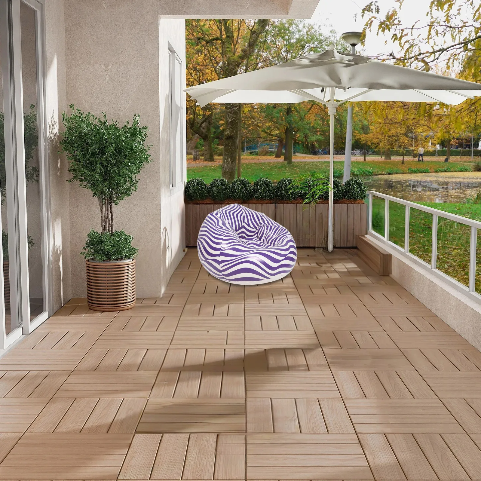 

Outdoor Inflatable Sofa 1PC Foldable Durable PVC Lazy Chair Striped Design Camping Furniture Modern Bean Bag Bed