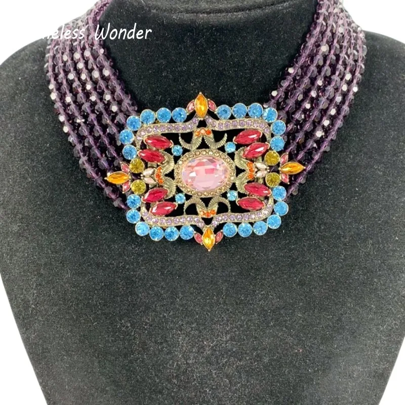 

Timeless Wonder Fancy Zircon Geo Beaded Statement Necklaces for Women Designer Jewelry Goth Trendy Rare Runway Luxury Brand 4529