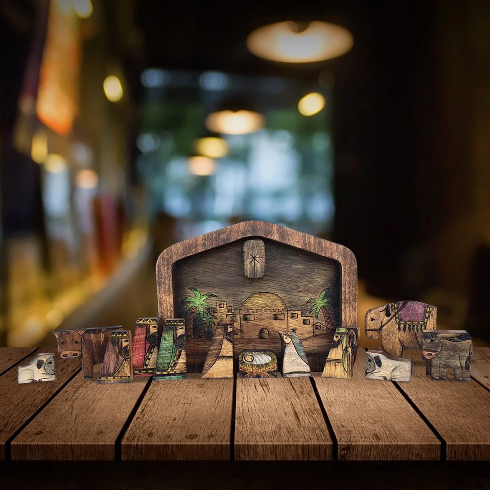 Retro Creative Wooden Jesus Puzzles Nativity Set Nativity Puzzle Puzzle Game Kids Desk Figurine Easter Ornaments