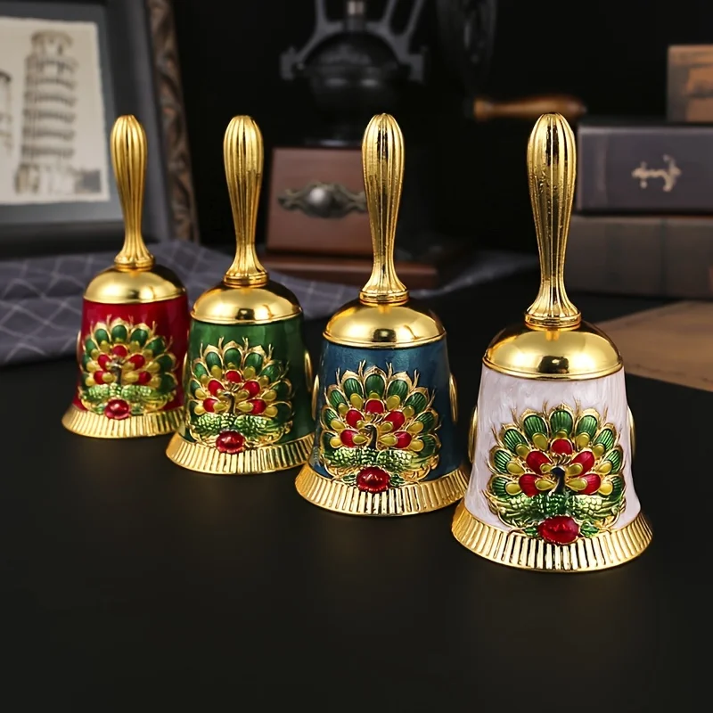 5PCS SET Hand-cranked Bell, Vintage Copper Serving Metal Bell, School Classroom Hand Percussion›Hand Bells Chimes›Handbells