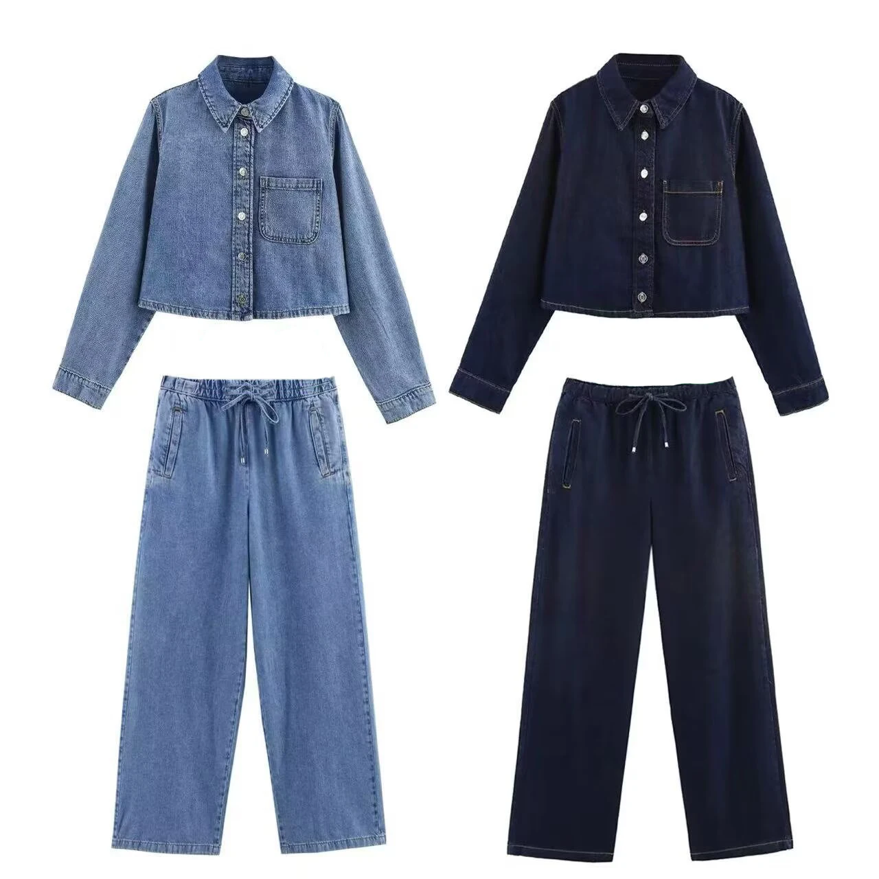 

UNIZERA Women's Pants Set Versatile Long Sleeve Short Shirt Mid Waist Pants Style Spring New Pants Set