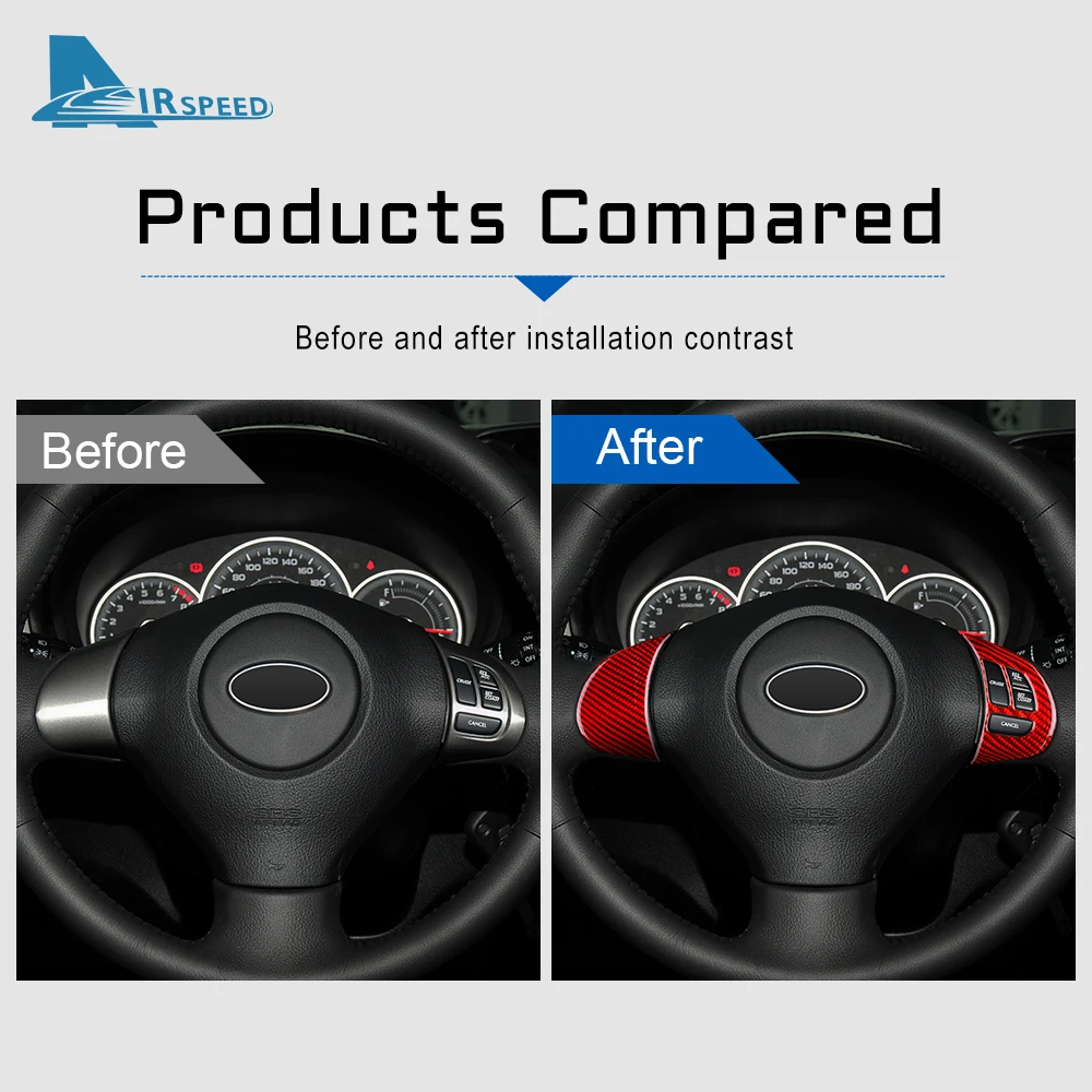 Real Soft Carbon Fiber  Sticker For Subaru Impreza 2009 2010 2011 Car Steering Wheel Key Button Interior Trim Accessories