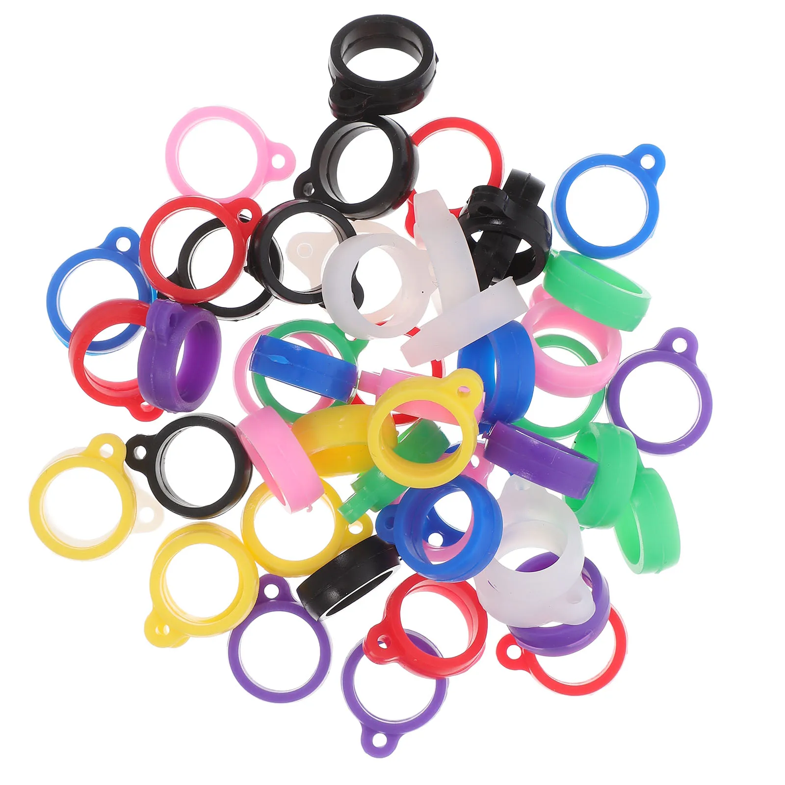 

50 Pcs Ring Silicone Bracket Jump Rings for Jewelry Cooling Lanyard Bulk Keychain Anti-lost Rope Clasp Bracelet Giant