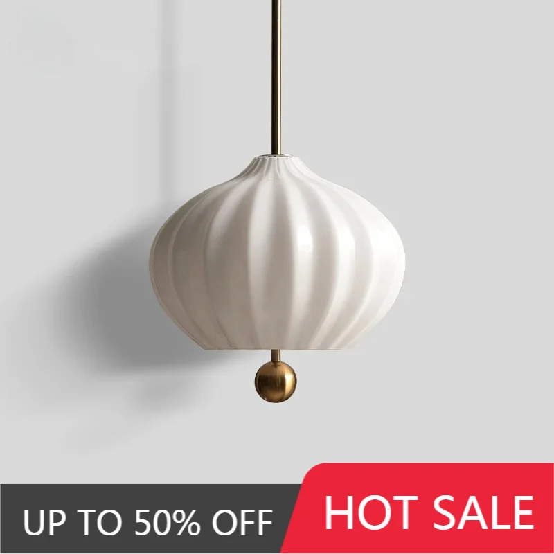 2025 Bauhaus Style White Glass Pendant Light Vintage Handcrafted Clear Glass Shade Chandelier Adjustable Cable For Bedroom Study