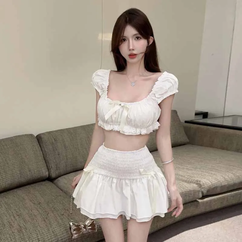 

Sexy Short Crop Top And Pleated Skirt Set for Women Spring Summer Casual Sportswear Chinese Manufacturer Customizable