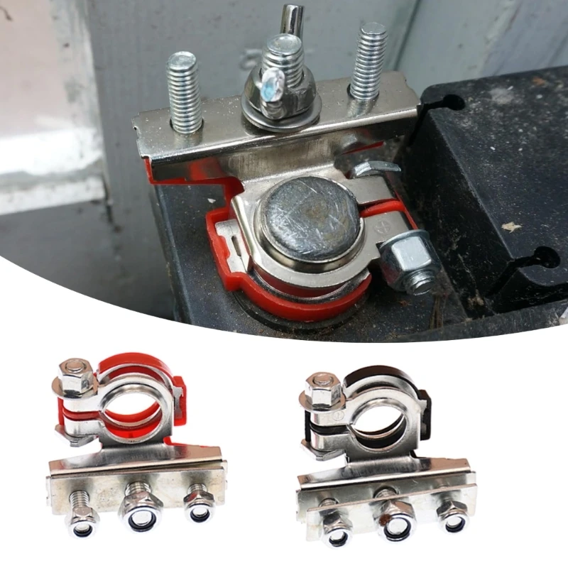 

Upgraded 12V 3-way Battery Terminals Connector Negative & Positive Cable Clamps Car Efficient Line Fasteners Hand Wire Clamps